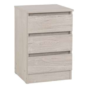 Mcgowan Wooden Bedside Cabinet With 3 Drawers In Urban Snow - UK