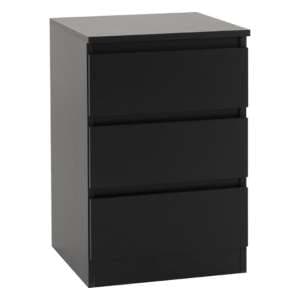 Mcgowen Wooden Bedside Cabinet With 3 Drawers In Black - UK