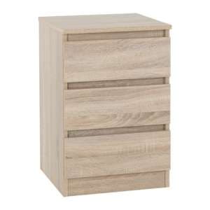 Mcgowen Wooden Bedside Cabinet With 3 Drawers In Sonoma Oak - UK
