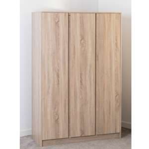 Mcgowen Wooden Wardrobe With 3 Doors In Sonoma Oak - UK