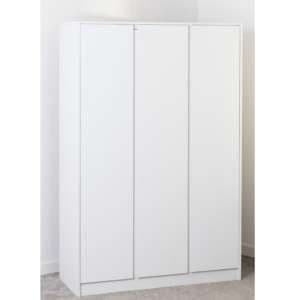 Mcgowen Wooden Wardrobe With 3 Doors In White - UK