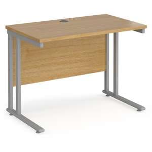 Mears 1000mm Cantilever Wooden Computer Desk In Oak Silver - UK