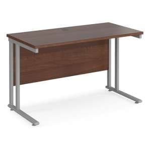 Mears 1200mm Cantilever Wooden Computer Desk In Walnut Silver - UK