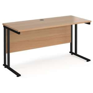 Mears 1400mm Cantilever Wooden Computer Desk In Beech Black - UK