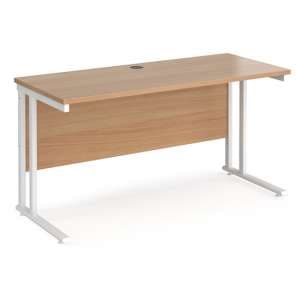 Mears 1400mm Cantilever Wooden Computer Desk In Beech White - UK