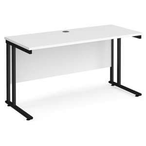 Mears 1400mm Cantilever Wooden Computer Desk In White Black - UK