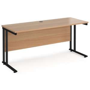 Mears 1600mm Cantilever Wooden Computer Desk In Beech Black - UK