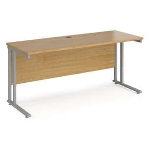 Mears 1600mm Cantilever Wooden Computer Desk In Oak Silver - UK