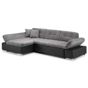 Meigle Fabric Left Hand Corner Sofa Bed In Black And Grey