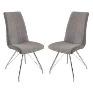 Mekbuda Grey Fabric Upholstered Dining Chair In Pair - UK