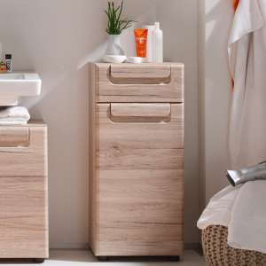 Melay Floor Small Bathroom Storage Cabinet In San Remo Oak - UK