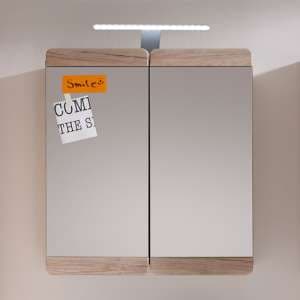 Melay LED Wall Mirrored Cabinet In San Remo Oak - UK