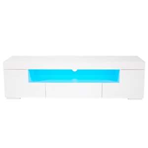 Melino High Gloss TV Stand In White With 2 Doors And LED