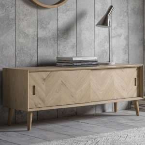 Melino Wooden TV Unit With Sliding Doors In Mat Lacquer - UK