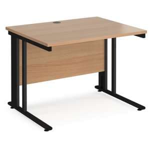 Melor 1000mm Cable Managed Computer Desk In Beech And Black - UK