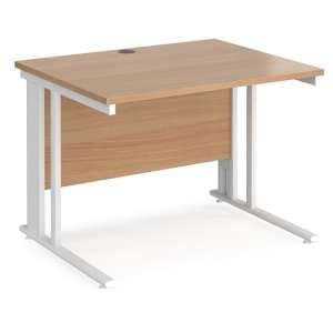 Melor 1000mm Cable Managed Computer Desk In Beech And White - UK