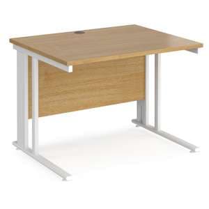 Melor 1000mm Cable Managed Computer Desk In Oak And White - UK