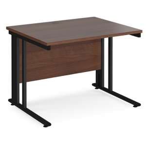 Melor 1000mm Cable Managed Computer Desk In Walnut And Black - UK