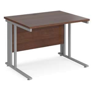 Melor 1000mm Cable Managed Computer Desk In Walnut And Silver - UK