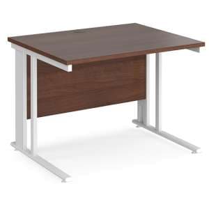 Melor 1000mm Cable Managed Computer Desk In Walnut And White - UK