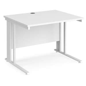 Melor 1000mm Cable Managed Computer Desk In White - UK