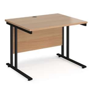 Melor 1000mm Cantilever Wooden Computer Desk In Beech And Black - UK