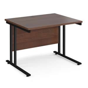 Melor 1000mm Cantilever Wooden Computer Desk In Walnut And Black - UK