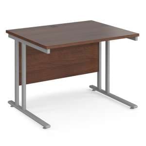 Melor 1000mm Cantilever Computer Desk In Walnut And Silver - UK