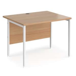 Melor 1000mm H-Frame Wooden Computer Desk In Beech And White - UK