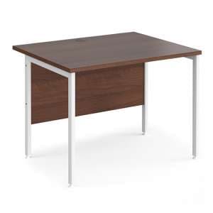 Melor 1000mm H-Frame Wooden Computer Desk In Walnut And White - UK