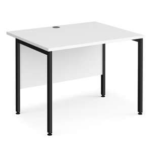 Melor 1000mm H-Frame Wooden Computer Desk In White And Black - UK