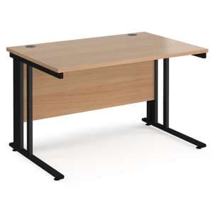 Melor 1200mm Cable Managed Computer Desk In Beech And Black - UK