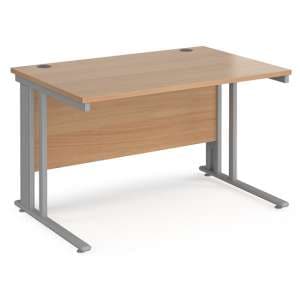 Melor 1200mm Cable Managed Computer Desk In Beech And Silver - UK