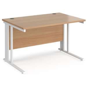 Melor 1200mm Cable Managed Computer Desk In Beech And White - UK