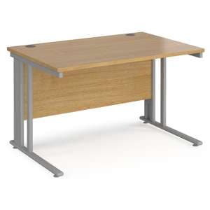 Melor 1200mm Cable Managed Computer Desk In Oak And Silver - UK