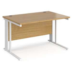 Melor 1200mm Cable Managed Computer Desk In Oak And White - UK