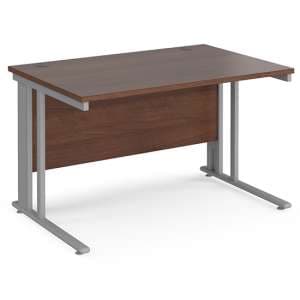 Melor 1200mm Cable Managed Computer Desk In Walnut And Silver - UK