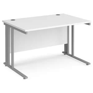 Melor 1200mm Cable Managed Computer Desk In White And Silver - UK