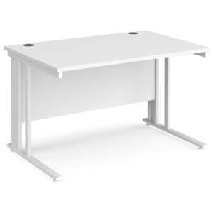 Melor 1200mm Cable Managed Wooden Computer Desk In White - UK