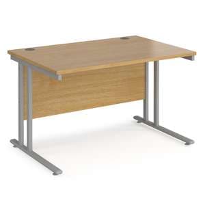 Melor 1200mm Cantilever Wooden Computer Desk In Oak And Silver - UK