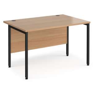 Melor 1200mm H-Frame Wooden Computer Desk In Beech And Black - UK