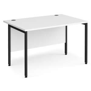 Melor 1200mm H-Frame Wooden Computer Desk In White And Black - UK