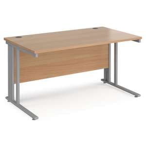 Melor 1400mm Cable Managed Computer Desk In Beech And Silver - UK