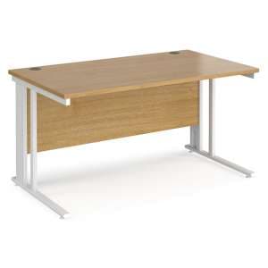 Melor 1400mm Cable Managed Computer Desk In Oak And White - UK