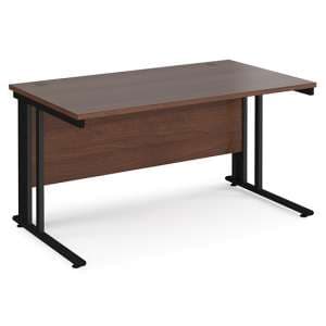 Melor 1400mm Cable Managed Computer Desk In Walnut And Black - UK