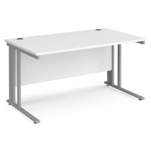 Melor 1400mm Cable Managed Computer Desk In White And Silver - UK