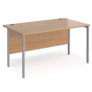 Melor 1400mm H-Frame Computer Desk In Beech And Silver - UK
