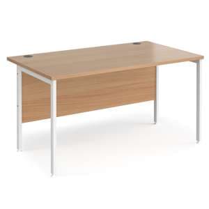 Melor 1400mm H-Frame Computer Desk In Beech And White - UK