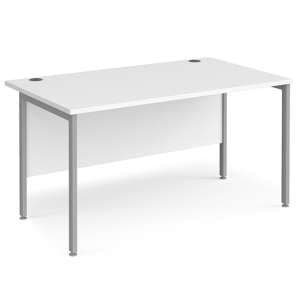Melor 1400mm H-Frame Computer Desk In White And Silver - UK