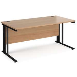 Melor 1600mm Cable Managed Computer Desk In Beech And Black - UK